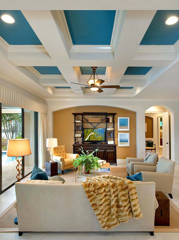 Jenis Plafon modern 3D warna biru