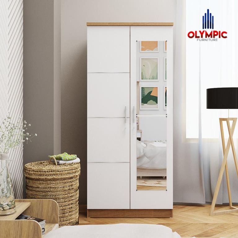 Lemari Pakaian Olympic Putih Glossy 2 Pintu Eero