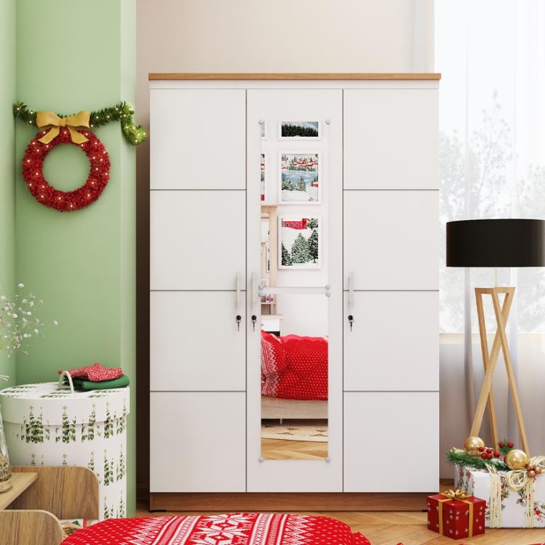 Lemari Pakaian Olympic Putih Glossy 3 Pintu Eero
