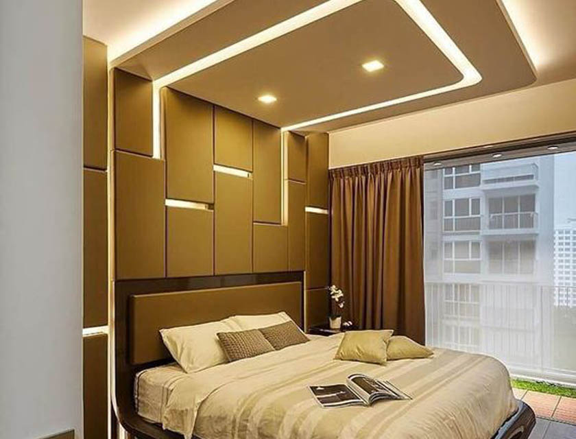 model Plafon Merangkap Headboard ukuran 3x3 kamar tidur