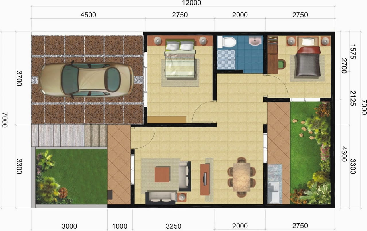 8 Inspirasi Denah Rumah Ukuran 7x10 2 Kamar Tidur Modern | MORE Furniture - Denah Rumah Sederhana 2 Kamar Tidur