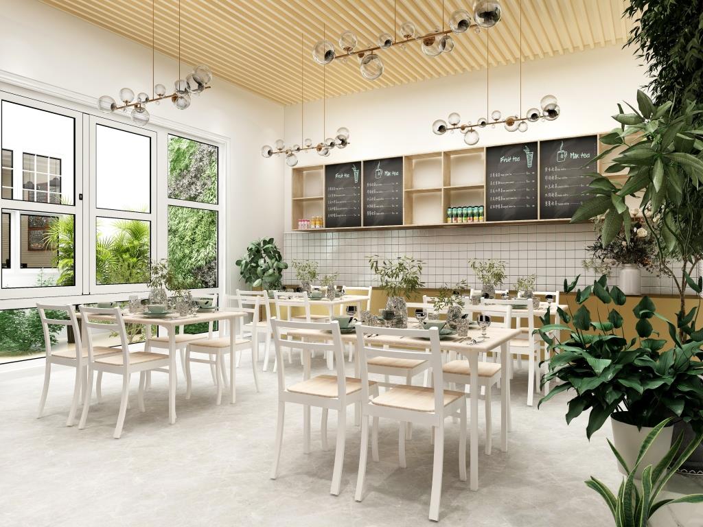 Desain coffee shop minimalis indoor modern