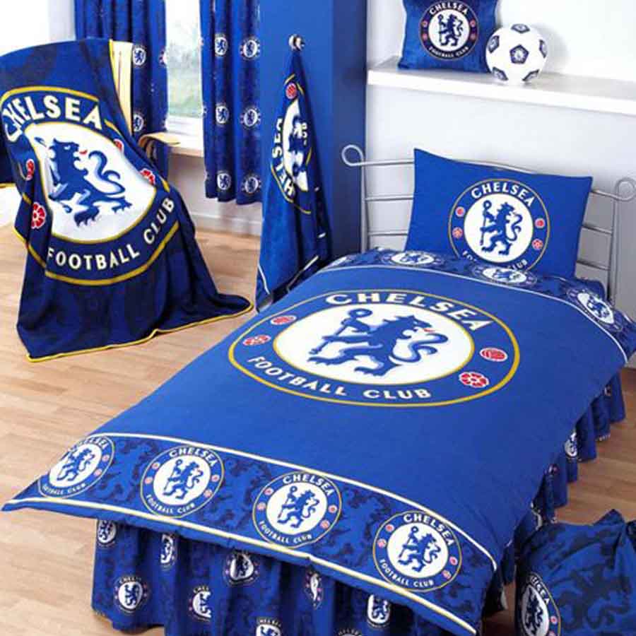 kamar tidur modern tema klub sepak bola chelsea