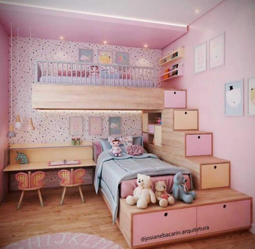 7 Inspirasi Desain Kamar Tidur Anak Perempuan, Skema Cantik dan Atraktif |  MORE Furniture