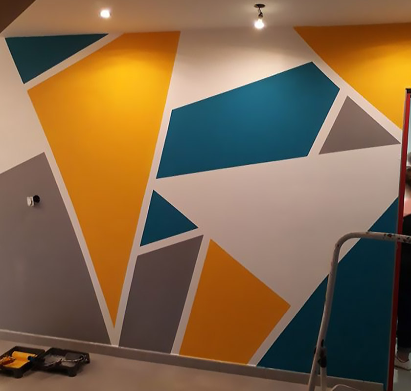 kamar tidur Motif Segitiga Warna Kuning Terang