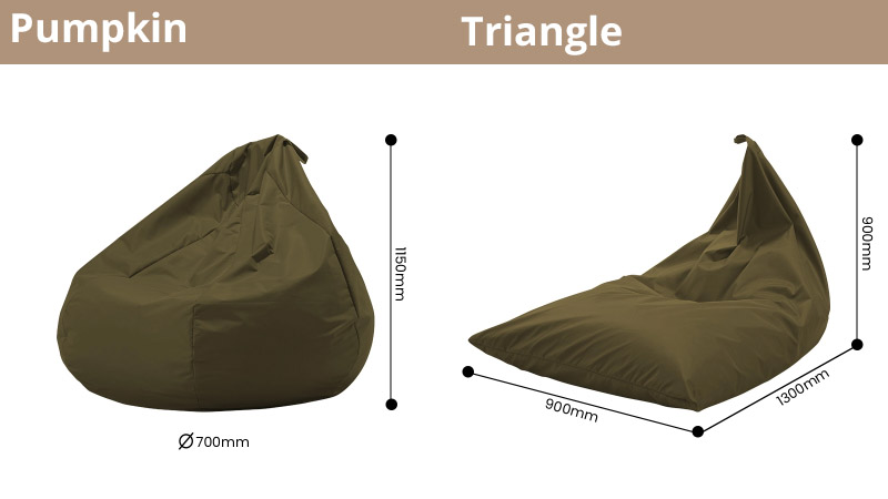 bentuk produk kursi bean bag pumpkin dan triangel procella