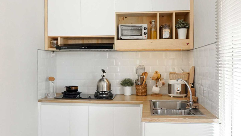 desain interior Kitchen Set Warna Netral
