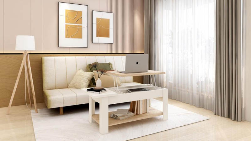 desain ruang tamu japandi Minimalis Modern