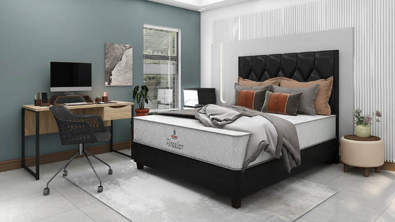 ide dekorasi Kamar Industrial dengan warna Teal dan putih