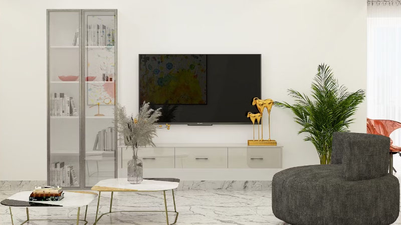 Backdrop TV Minimalis Serba Putih