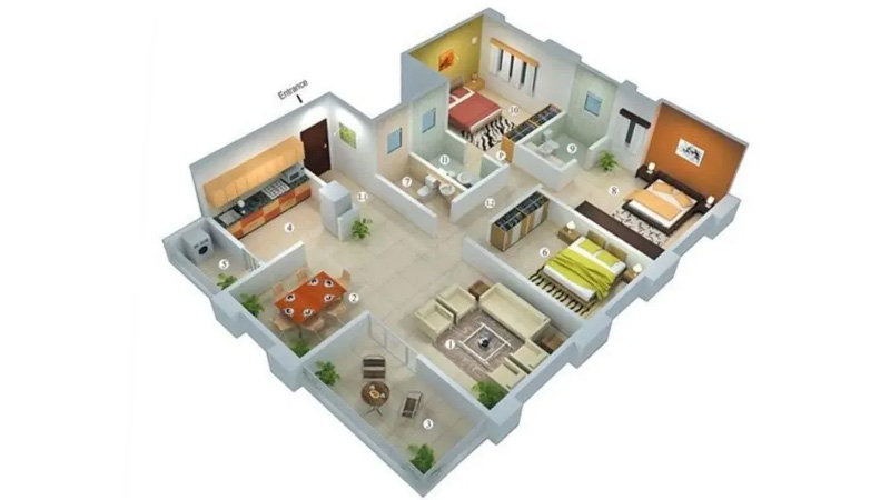 Denah Rumah 3 Kamar 3 Toilet