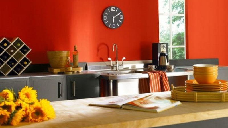 warna cat cocok untuk dapur minimalis orange