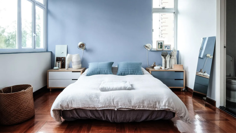 Cat Kamar Tidur 2 Warna Biru Pastel 