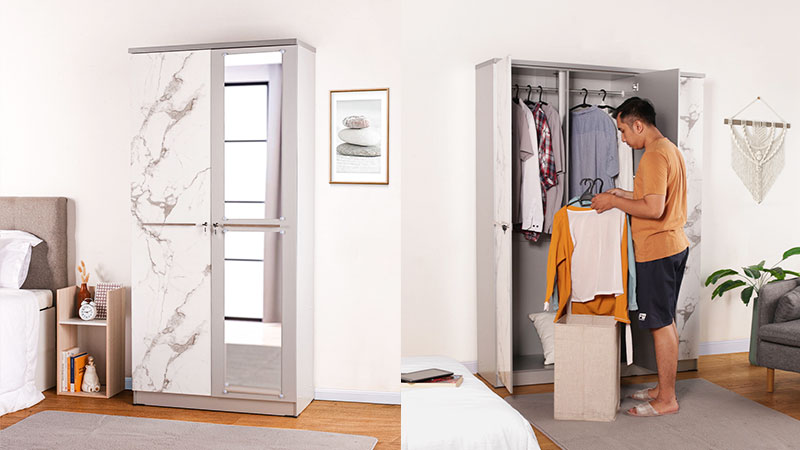 Lemari Pakaian 2 Pintu Marble Olympic LP Polo
