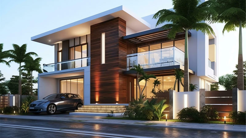 Rumah Mewah Dinding Ornamen Kayu