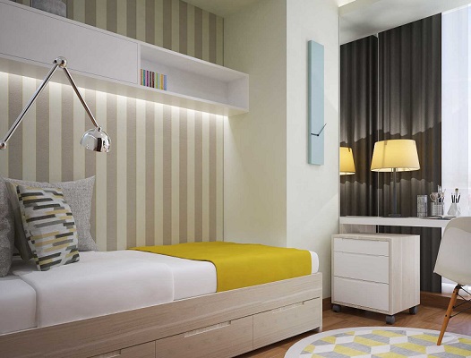 Desain Kamar Tidur Minimalis Ukuran 3x3 Kamar Multifungsi | Gambar: Arsitag.com