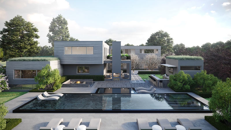 Desain Rumah Besar Mewah dengan Atap Green Roof