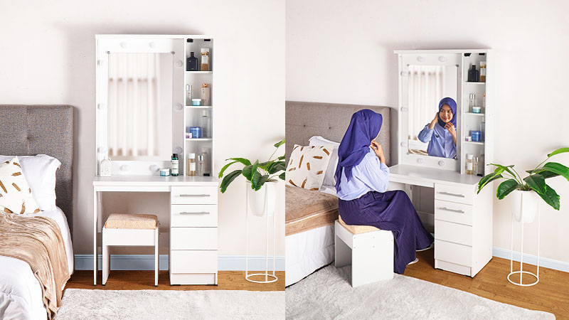 Meja Rias Minimalis dengan Lampu MR Palazio
