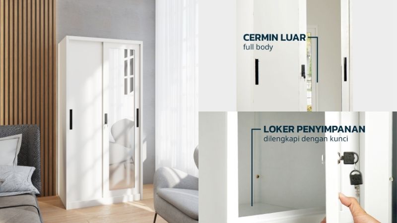 Lemari Putih Minimalis OSWS Alba | Gambar: Olymsteel.co.id