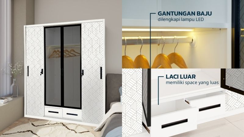 Lemari Putih Geometris OSWS Leaf