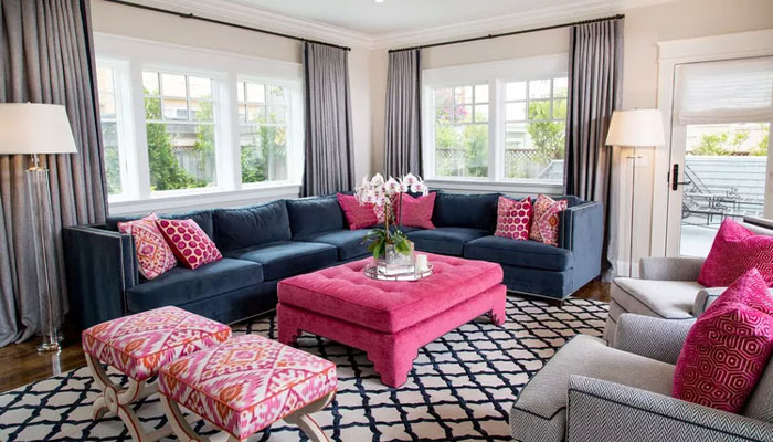 Dekorasi Ruang Tamu Sederhana Sentuhan Warna Pink