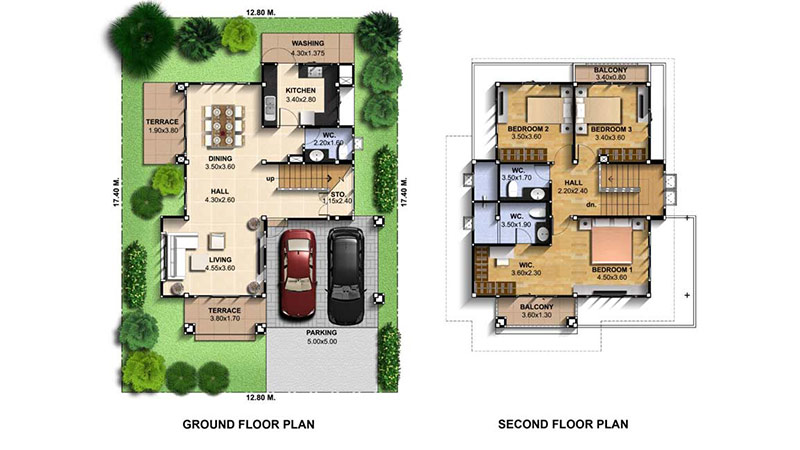 Denah Rumah 3 kamar 2 Balkon | Gambar: Ulrichome.com