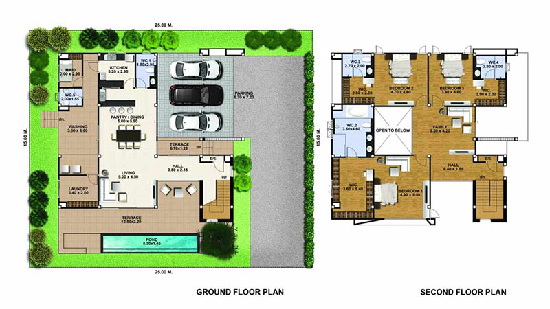 Denah Rumah 3 kamar Garasi 3 Mobil