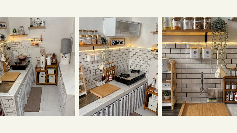 Tirai untuk Pintu Lemari Dapur Sederhana di Kampung