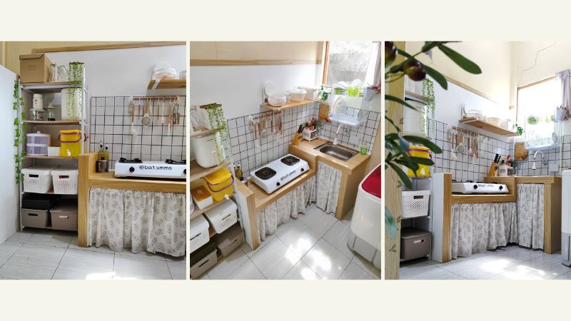 Manfaatkan Rak Terbuka untuk dapur sederhana di kampung