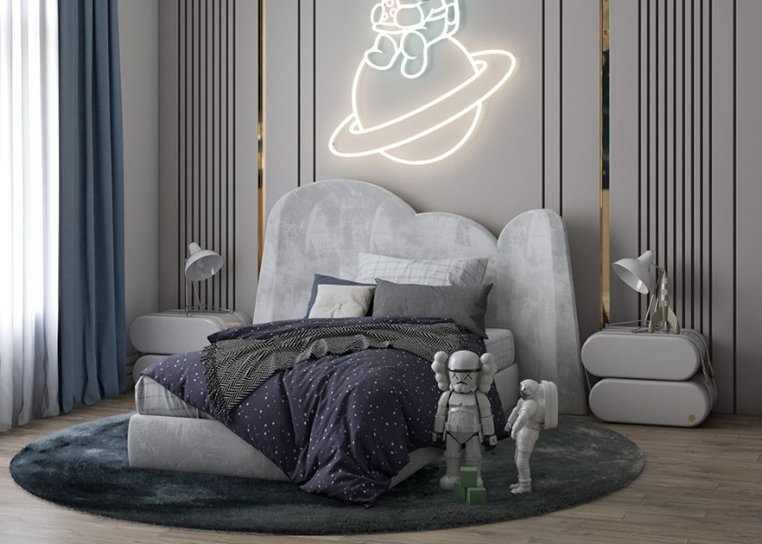 Kamar Mewah Anak dengan Tema Astronot Futuristik