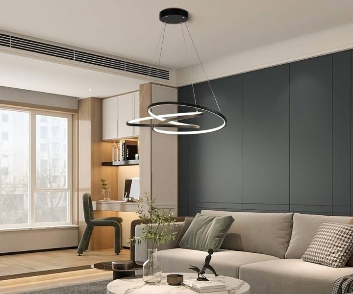 Lampu Gantung Art Deco Ring di Ruang Tamu