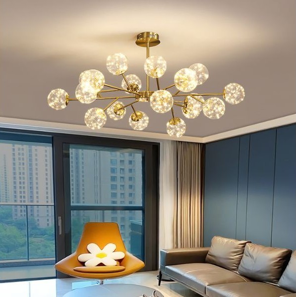 Lampu Gantung Chandelier Sputnik di Ruang Tamu