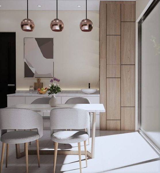 Desain Interior Ruang Makan dengan Warna Terang