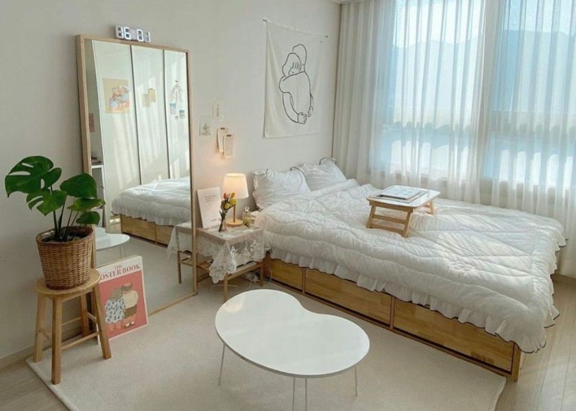Desain Kamar Tidur Sederhana dengan Tanaman Hias Kecil