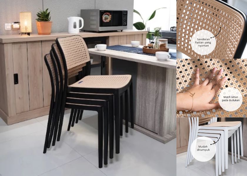 Kursi Makan Plastik Rotan Monsieur Chair Olymplast