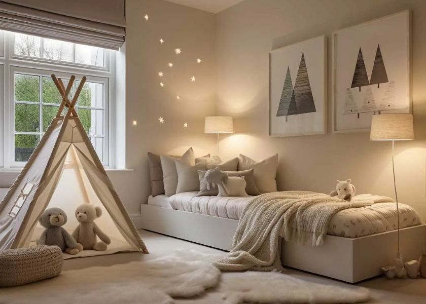 Pencahayaan Hangat di Kamar Anak Minimalis