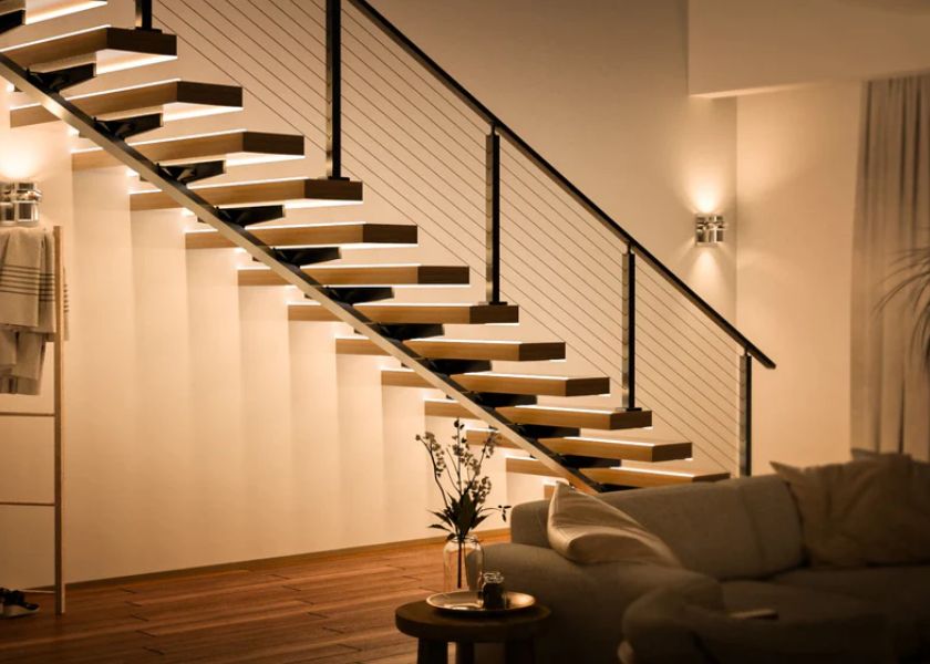 Tangga Rumah Floating LED Minimalis