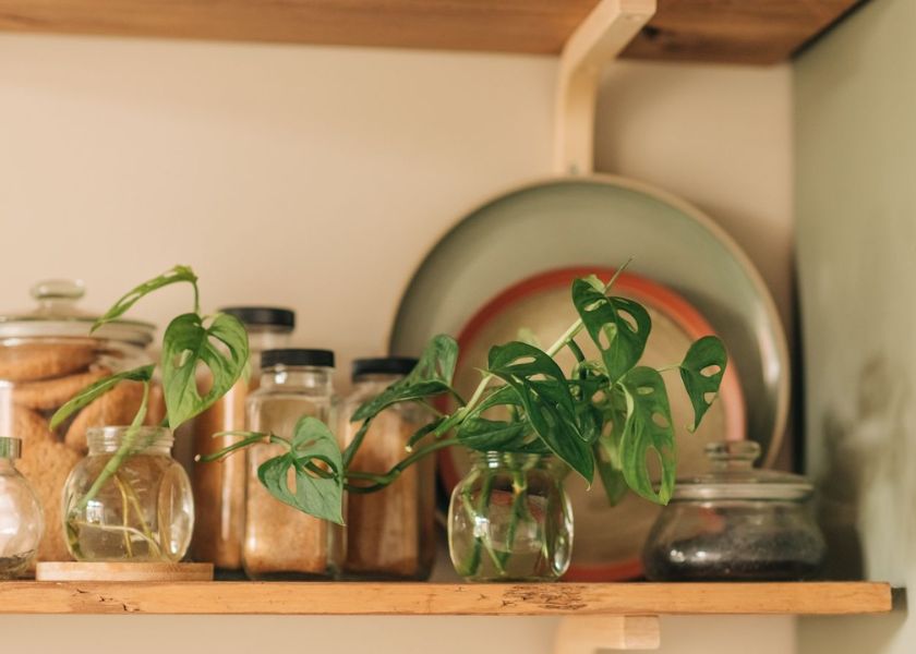 Dekorasi Dapur Minimalis dengan Pot Transparan