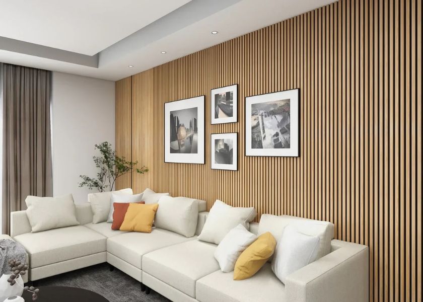 Dekorasi Dinding Ruang Tamu Panel Kayu