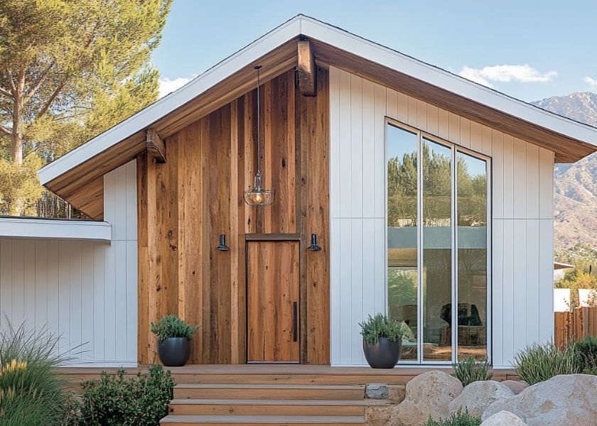 Desain Depan Rumah Aksen Kayu