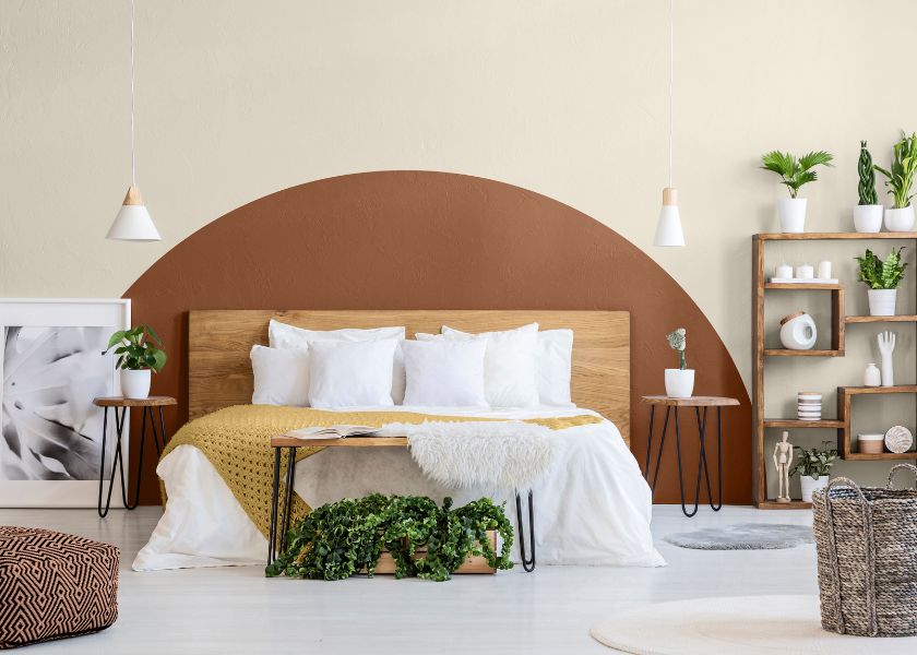 Dinding Kamar Estetik Warna Cream dan Coklat