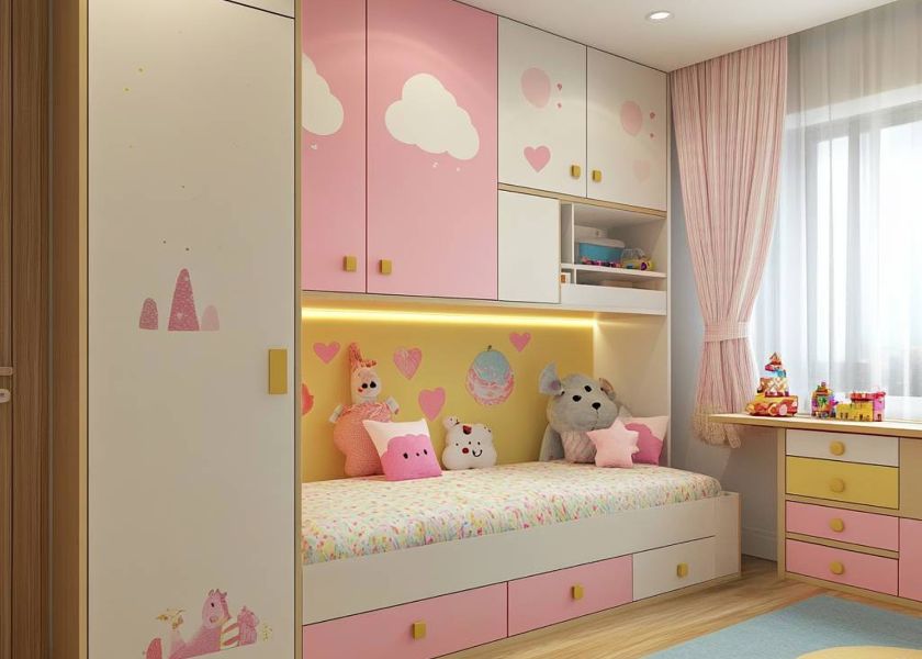 Kamar Anak Perempuan dengan Furniture Multifungsi
