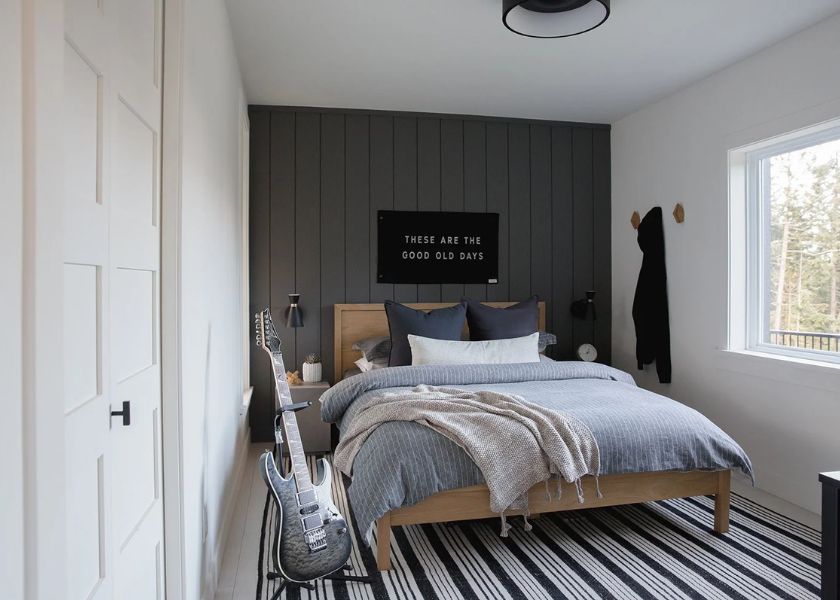 Kamar Estetik Cowo Warna Abu-Abu dan Hitam