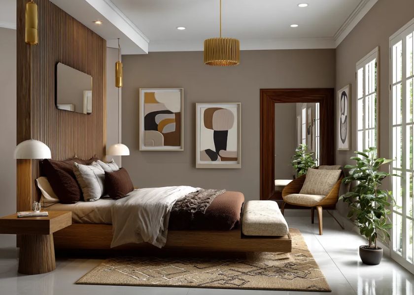 Warna Kamar Estetik Cowo Coklat Muda dan Krem