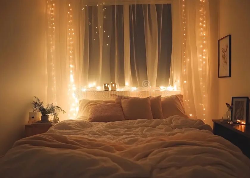 Kamar Tidur Mewah Elegan dengan Lampu Warm White