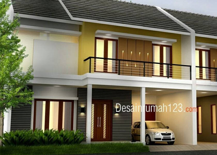 Rumah 2 Lantai di Kampung Cat Hijau Zaitun atau Sage