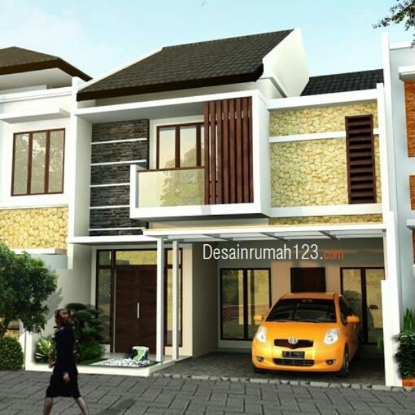 Rumah 2 Lantai di Kampung dengan Batu Alam