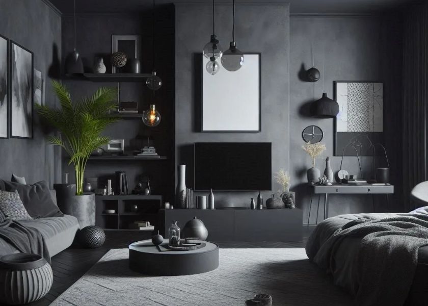 Warna Cat Ruang Tamu Charcoal Grey