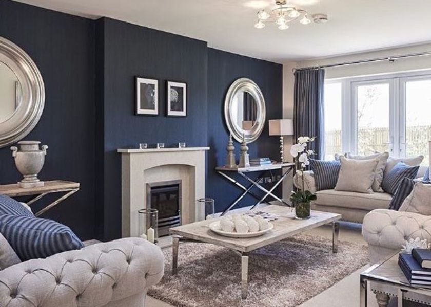 Warna Cat Ruang Tamu Greige Navy