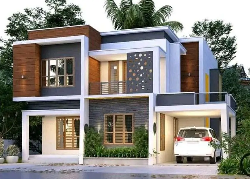 Rumah Sederhana tapi Mewah Warna Cat Abu Tua + Putih Pucat